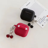 Red Cherry Pendant Earphone Case For AirPods 1 2 3 4 Pro Pro 2 4 New Matte Silicone Headset Shockproof Protection Cover