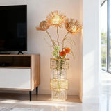 Modern Rattan Floor Lamp Dimmable Standing Floor Lamp Flower LED Night Light for Living Family Bedroom Deco