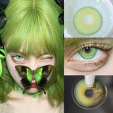 1Pair Hot Selling Colored Contact Lenses for Eyes With Diopters 0~-8.00 Degree Green Makeup Lens Soft Korea Beauty Pupils