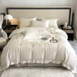 800TC Lyocell Fiber Soft Silky Cooling Summer Bedding Set Flowers Embroidery Duvet Cover Bed Sheet/Fitted Sheet Pillowcases 4Pcs