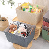 WickerSeagrassCollapsibleStorageBasket,Foldable-HandlesLidlessToyLaundrySundriesOrganizer-BathroomLivingRoomBedroomHomeDecorGift