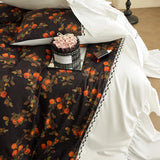 Oil Painting Style Bedding Set Luxury 100% Cotton Digital printing Ruffles Duvet Cover Bed Sheet Pillowcases Home Textile
