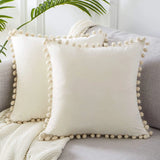 Velvet Cushioncover pillowslip with Ball Soft Decorative Cushion Home Decor for Sofa Set Bedroom Pillowcase Blue Pink Pillow