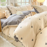 Yellow Floral Bedding Set Soft Ins Single Double Queen Size Duvet Cover Flat Sheet Pillowcase Girls Home Bed Linens NO Filler