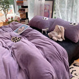Small Fresh Ins Big Blue Stripes Winter Warm Four-piece Bedding Set Quilt Cover Milk Velvet Bed Sheet Farai Velvet Three-piece