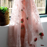 French Pink Lace Curtains For Living Rooms And Bedrooms, Cute Strawberry Sequin Lace Kitchen Curtains,Home Small Window Curtains