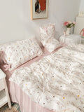 Adorable Pure Cotton Four-Piece Bedding Set Sweetheart Bear Tee-Piece Dormi Bedding Set Comfortable Warm Korean Sle