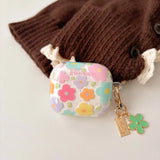 Ins flower colorful imd shell for apple airpods 1 3 2 pro 2nd 4 wireless bluetooth charging box earphone case pendant cover