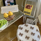 Autumn and winter warm Korean version of jacquard lamb wool seat cushion large lamb wool particles cutebear striped seat cushion