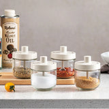Seasoning Container with Spoon Glass Spice Containers Multifunctional Storage Glass Jar Essential Kitchen Accessories