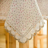 Small Fresh Floral Tablecloth Cotton Thread Lace Dining Table Cover Cloth Household Coffee Table Cover TV Cabinet Tables Cloth