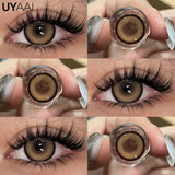 Highlight Pattern Contact Lenses - Subtle Mixed Blood Look, Must-Have for Date Makeup, Brown/Blue/Grey/Green