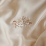 Flowers Embroidery Pleated Wide Edge Bedding Set Lyocell Soft Silky Cooling Duvet Cover Flat/Fitted Bed Sheet Pillowcases 4Pcs