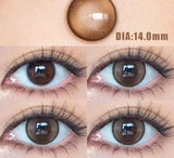 2pcs Color Contact Lenses Black Large Diameter 14.5mm Myopia Diopter -0.00to-8.00 Beauty Pupil High Quality Natural Lens