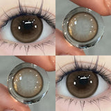 1Pair 0 to -8.00 Degree Colored Contact Lenses for Eyes with Diopters Grey Lenses Fashion Lens Soft Natural Beauty Pupil