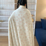 Ikeehome  new printed milk wool lamb wool blanket double-sided cute cartoon office lunch break blanket student dormitory blanket