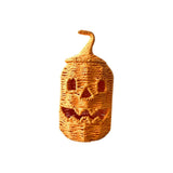 Handcrafted Halloween Woven Pumpkin with Removable Lid Rustic-style Pumpkin Candy Storage Basket Plastic