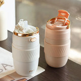 380ml Women's Small Thermal Water Bottle With Handle,Double-layer Stainless Steel Vacuum Flasks,Drinking set,Pocket Thermos Cup