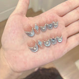 10Ppcs Minimalist French Stick on Nails Gradient Crystal Cat Eye Fake Nails Nude Rhinestone False Nail Short Oval Press on Nails