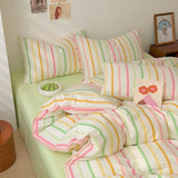 Bed Linen 100% Cotton Duvet Cover Stripe Queen Size 40s Quilt Cover Pillowcase Bedding covers Home Textile Nordic Foundation