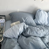 Solid Pink Fashion Style Bedding Set Twin Full Queen Size Duvet Cover Set Adults Kids Simple Korean Bed Flat Sheet Pillowcases