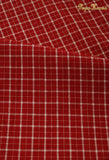 140x50cm Vintage Red Linen Grid Striped Woven Cotton Fabric for Japanese Style Tablecloth Dress Bag Cloth