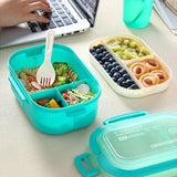 Student Lunchbox Mug Set Double Layer Food Cooler Portable Bento Box with Cutlery Microwavable Food Container