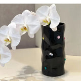 Simulation Inlaid Gemstone Ceramic Vase Flowers Pots Desk Decoration Flower Arrangement Floral Vases Room Aesthetic Decor