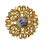 European Gold Rose Vanity Mirror, French Carved Plastic Frame Makeup Mirror for Bedroom Dressing Table, Home Decor Photo Prop