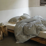 Linen Cotton Simple Stripes Jacquard Nordic Style Bedding Set Single Double Queen King Duvet Cover Flat Sheet Pillowcase