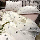 2025 Princess Bedding Set Lace Bow Simple Fresh Duvet Cover Flat Fitted Sheet Pillowcases Home Textile For Women Girl Queen Size