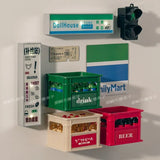 Mini Simulation Refrigerator Magnet Supermarket Supply Station Drink Sign Magnetic Stick-On Plate Tray Decorative Turnover Box