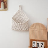Handmade Macrame Hanging Storage Basket Magazine Flower Organizer Pouch Small Stuff Organization Home Room Cafe Shop Decor