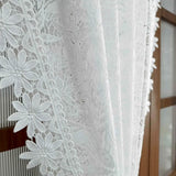1 Panel French Lace Flower White Gauze Curtain For The Living Room Princess Room, Coffee Curtains For The Kitchen, Home Curtains
