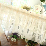 Window Valance White Lace Floral Sheer Short Curtain Rod Pocket French Style Solid Valances for Kitchen Window W140xL40cm