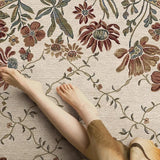 Round Living Room Carpet Retro Light Luxury Fashion Bedroom Rug Large Area Floral Print Sofa Coffee Table Mats Alfombra 러그 Tapis