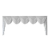 White Lace Flowers Sheer Wavy Valance Curtain Luxury Beaded Floral Waterfall Scallop Curtain for Living Room Bay Window Drapes