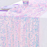 4 Pcs Pink Iridescent Sequin Table Runner for Soft Dining Table Wedding Baby Shower Girls Birthday Party Decorations Solid