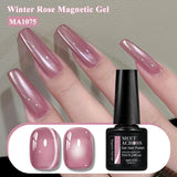 Red Winter Rose Cat Magnetic Gel Nail Polish Glass Beads Magnetic Semi Permanent Soak Off UV Gel Varnish Nail Art For Valentine