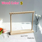 Wooden Double-Row Jewelry Display Rack Elegant Jewelry Organizer with Hooks for Necklaces Bracelets Earrings Rings Space-Saving
