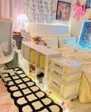 Korean Style Carpet for Living Room Plush Black White Sinple Thick Anti-slip Carpet Ins Style Small Rugs Bedroom Fluffy Foot Mat