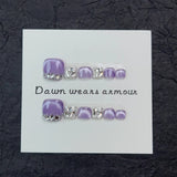 12pcs Handmade Fake Toe Nails Press onToe Nails Cat-eye False Nails Bling Rhinestone Decorated Toe Nails Fake Toe Nail in Box