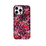 Rose Leopard Print Red Cherry Glitter Phone Case for IPhone 13 15 14 16 Pro Max Fashion Bling Shockproof Cover for Iphone 17 Pro