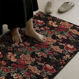 Vintage Red Rose Carpet Rugs Bedroom Bedside Carpet Elegant Living Room Sofa Bay Window Floor Mat Rectangular Kitchen Foot Mat