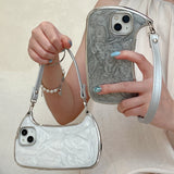 Electroplated Handbag Hand Strap Phone Case For iPhone 16 15 14 13 12 11 Pro X XR XS Max Soft Shockproof Cover