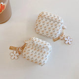 New Silicone Printing Full Screen Flower Metal Keychain Soft Earphone Protective Case For AirPods 1 2 3 4 Pro 2 Protection Cover