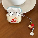 Fresh Lovely Blue Apple Smooth Soft Bluetooth Earphone Case For AirPods 4 3 2 1 Pro Pro 2 Protection Cover Cute Chain Pendant