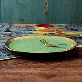 Nordic minimalist gold-plated glazed ceramic dining plate, food plate, fruit plate, flat plate, Western food plate