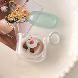 korea cute cake pattern transparent white polka dots earphone case for airpods 1 2 3 4 pro 2 wireless headphone cover
