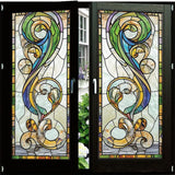 Ikeehome  European Retro Decorative Window Film Self-Adhesive Church Stained Glass Stickers Window Film Privacy Home Decor